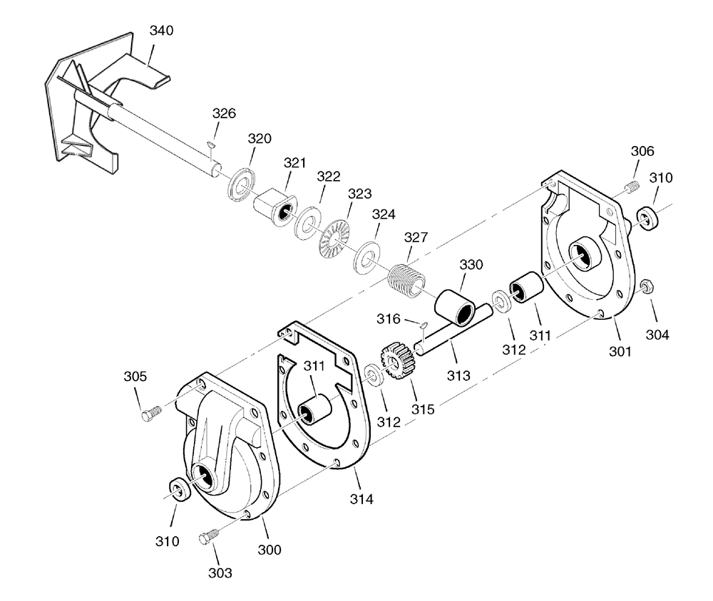 Gear Case Diagram and Parts List for 1695373-6271200X43 2007 Briggs and Stratton Snow Blower